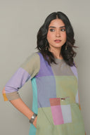 Pastel Green Hand Embroidered Handloom Cotton Half & Half Dress
