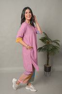 Pastel Pink Fish Hand Embroidered Handloom Cotton Antifit Kurta Set (set of 2)