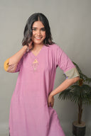 Pastel Pink Fish Hand Embroidered Handloom Cotton Antifit Dress