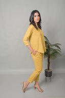 Mustard Cotton Pleated Co-ord Set (set of 2)