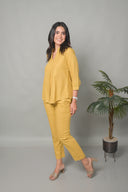 Mustard Cotton Pleated Co-ord Set (set of 2)