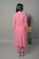 Pink Floral Hand Embroidered A-Line Kurta