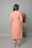 Coral Floral Hand Embroidered A-Line Kurta