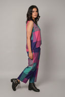 Pink-Purple Checks Handloom Cotton Sleeveless Co-ord Set (set of 2)
