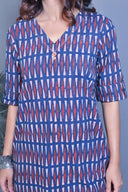 Blue Ajrakh Hand Block Printed Hand Embroidered Co-ord Set (set of 2)