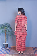 Red Hand Embroidered Ajrakh Block Printed Co-ord Set (set of 2)