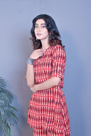 Red Hand Embroidered Ajrakh Block Printed Co-ord Set (set of 2)