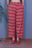 Red Hand Embroidered Ajrakh Block Printed Co-ord Set (set of 2)