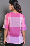 Pink-White Checks Handloom Cotton Top