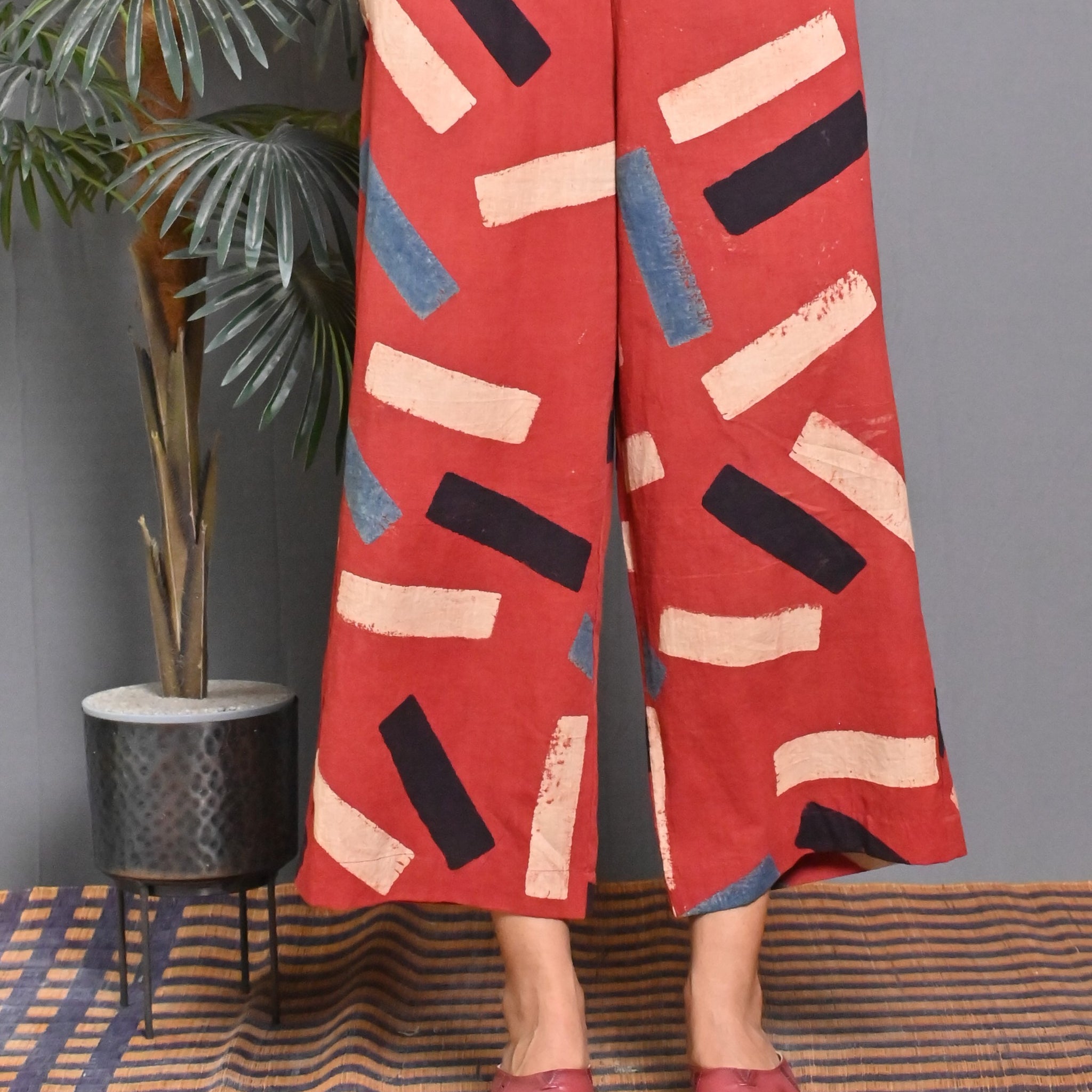 Red Ajrakh Block Printed Pant