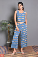 Blue Kettle Hand Block Printed Cotton Sleeveless Co-ord Set (set of 2)