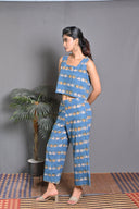 Blue Kettle Hand Block Printed Cotton Sleeveless Co-ord Set (set of 2)