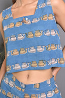 Blue Kettle Hand Block Printed Cotton Sleeveless Co-ord Set (set of 2)