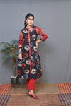 Black Ajrakh Block Printed Front Open Kurta