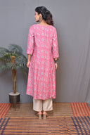 Pink Chanderi Silk Front Open Kalidar Kurta with Mukaish Work