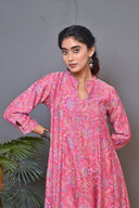Pink Chanderi Silk Kalidar Kurta with Mukaish Work