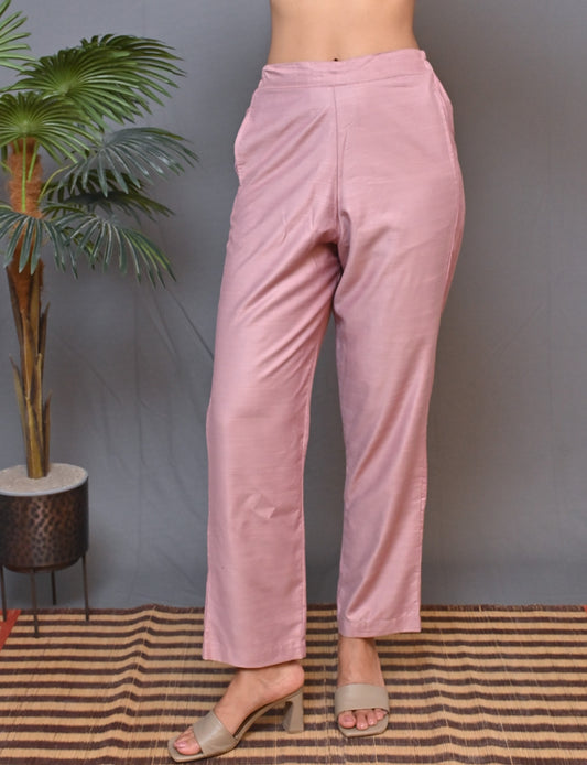 Light Pink Cotton Silk Pants