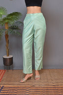 Sea Green Chanderi Silk Front Open Kalidar Kurta with Mukaish Work