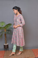 Sea Green Chanderi Silk Front Open Kalidar Kurta with Mukaish Work