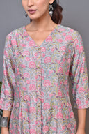 Sea Green Chanderi Silk Front Open Kalidar Kurta with Mukaish Work