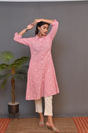 Pink Stripe Cotton Kurta Set (set of 2)