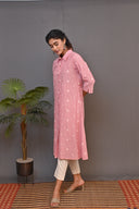 Pink Stripe Cotton Kurta Set (set of 2)