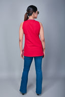Red Hand Embroidered Handloom Cotton Top