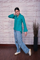 Emerald Green Hand Embroidered Flared Top