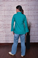 Emerald Green Hand Embroidered Flared Top