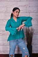 Emerald Green Hand Embroidered Flared Top