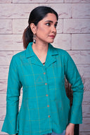 Emerald Green Hand Embroidered Flared Top