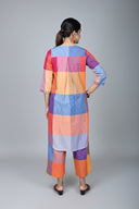 Red-White-Grey Checks Handloom Cotton Antifit Kurta Set (set of 2)
