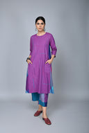 Pink-Purple Checks Handloom Cotton Antifit Dress