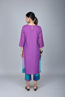 Pink-Purple Checks Handloom Cotton Antifit Dress