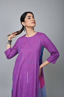 Pink-Purple Checks Handloom Cotton Antifit Dress