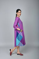 Pink-Purple Checks Handloom Cotton Antifit Dress