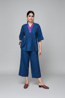 Indigo Handloom Cotton Flared Pants