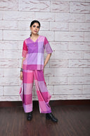 Pink-White Checks Handloom Cotton Top
