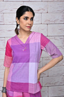 Pink-White Checks Handloom Cotton Pants