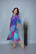 Pink-Purple Checks Handloom Cotton Bias Dress