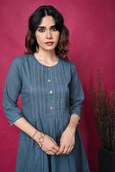Grey Hand Embroidered Cotton Dress