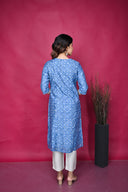 Blue Chanderi Silk Front Open Kurta with Mukaish Work