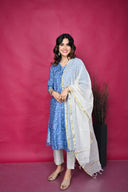 Blue Chanderi Silk Front Open Kurta with Mukaish Work