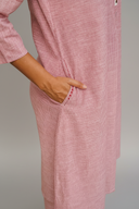 Red Striped Cotton Pleated Kurta