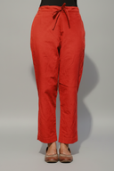 Rust Red Hand Embroidered Cotton Pleated Co-ord Set (set of 2)