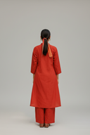 Rust Red Hand Embroidered Cotton Kurta Set (set of 2)