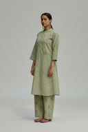 Sage Green Hand Embroidered Cotton Kurta Set (set of 2)