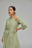 Sage Green Hand Embroidered Cotton Kurta Set (set of 2)