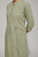 Sage Green Hand Embroidered Cotton Kurta Set (set of 2)