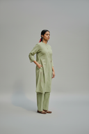 Sage Green Hand Embroidered Cotton Kurta Set (set of 2)